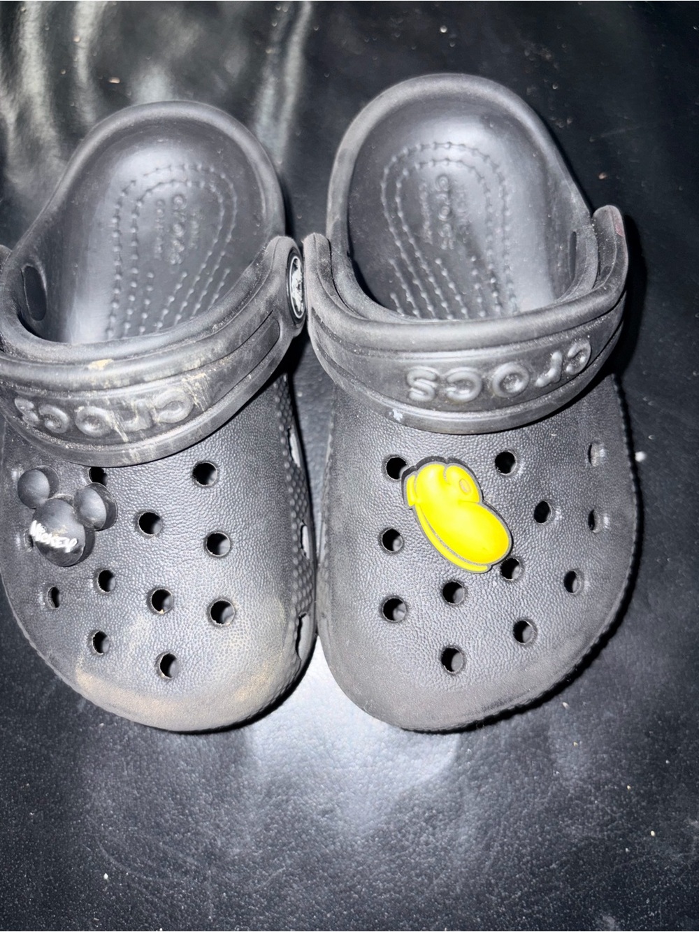 CROCS Kids Black Clog with Yellow Charm
